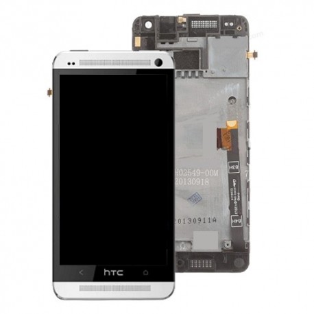 HTC One M7 ekranas su remeliu sidabrinis 